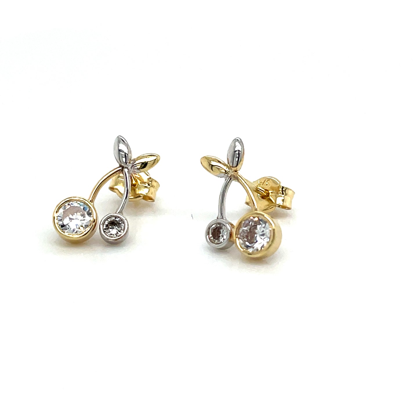 9CT Cubic Zirconia Two Tone Cherry Stud Earring