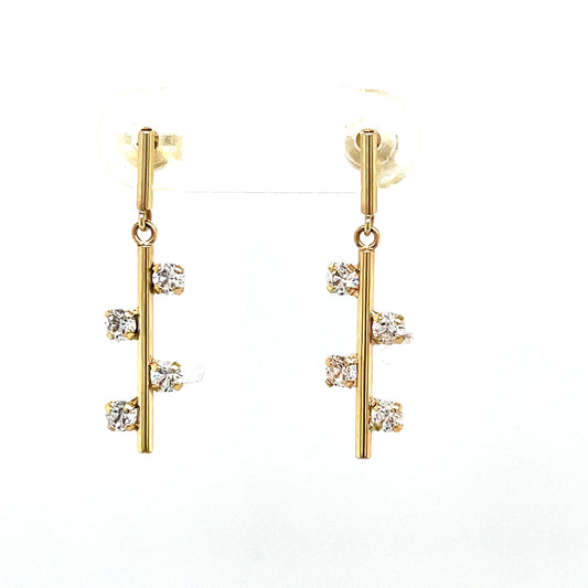 9CT Cubic Zirconia Scatter Long Drop Earring