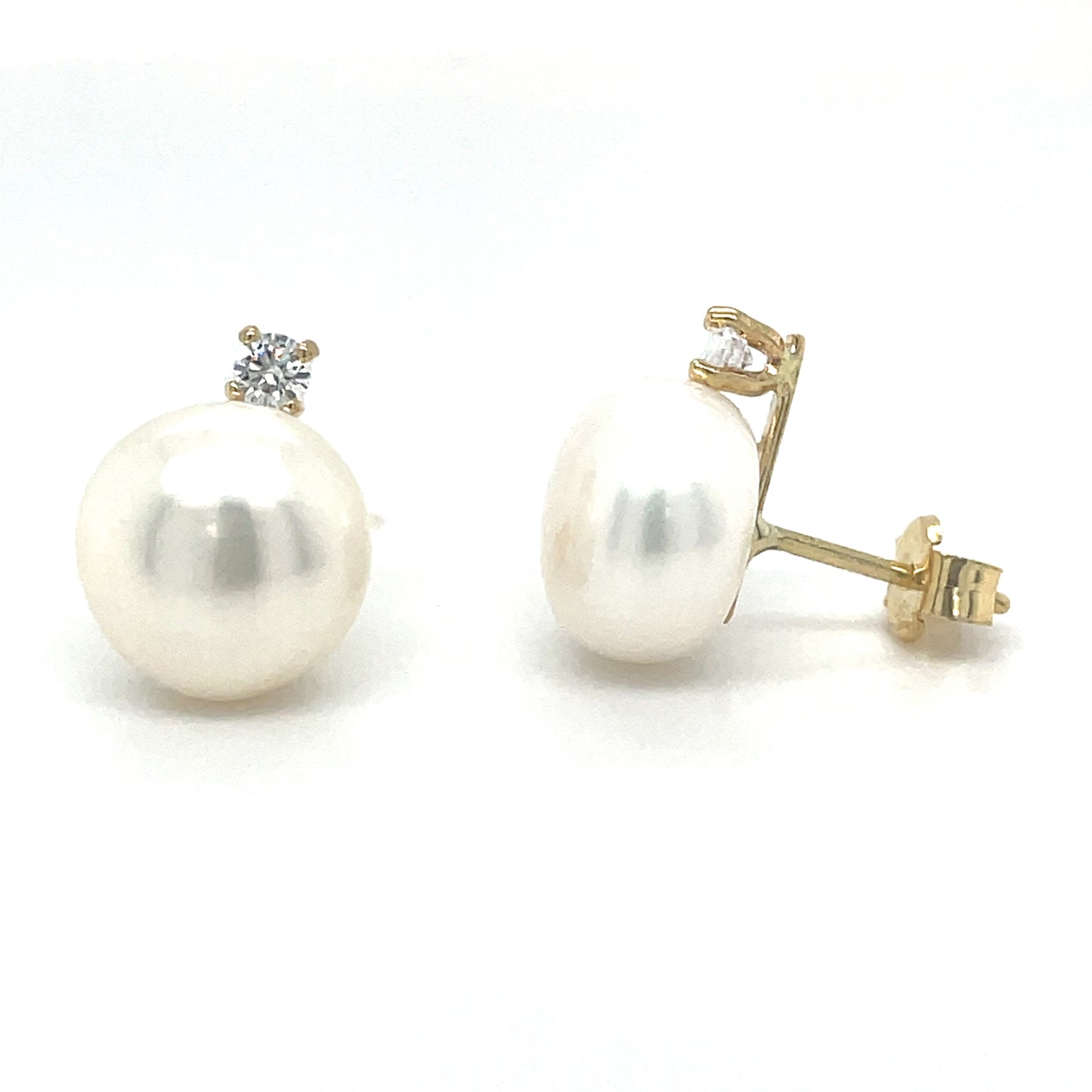 9CT Cubic Zirconia and Pearl 9.5MM Stud Earring