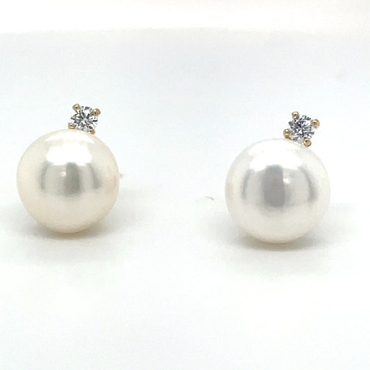 9CT Cubic Zirconia and Pearl 9.5MM Stud Earring