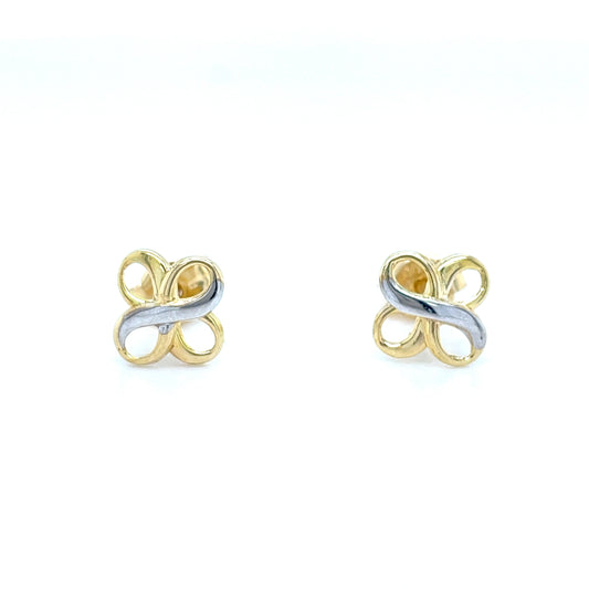 9CT Two Tone Open Butterfly Stud Earring