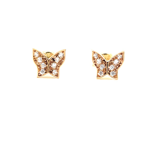 9CT Cubic Zirconia Butterfly Stud Earring