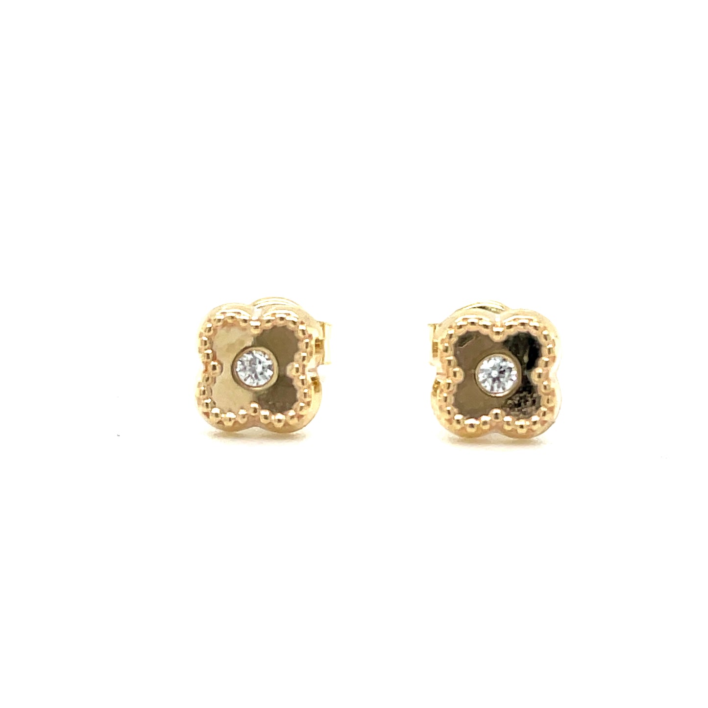 9CT Cubic Zirconia Clover Stud Earring