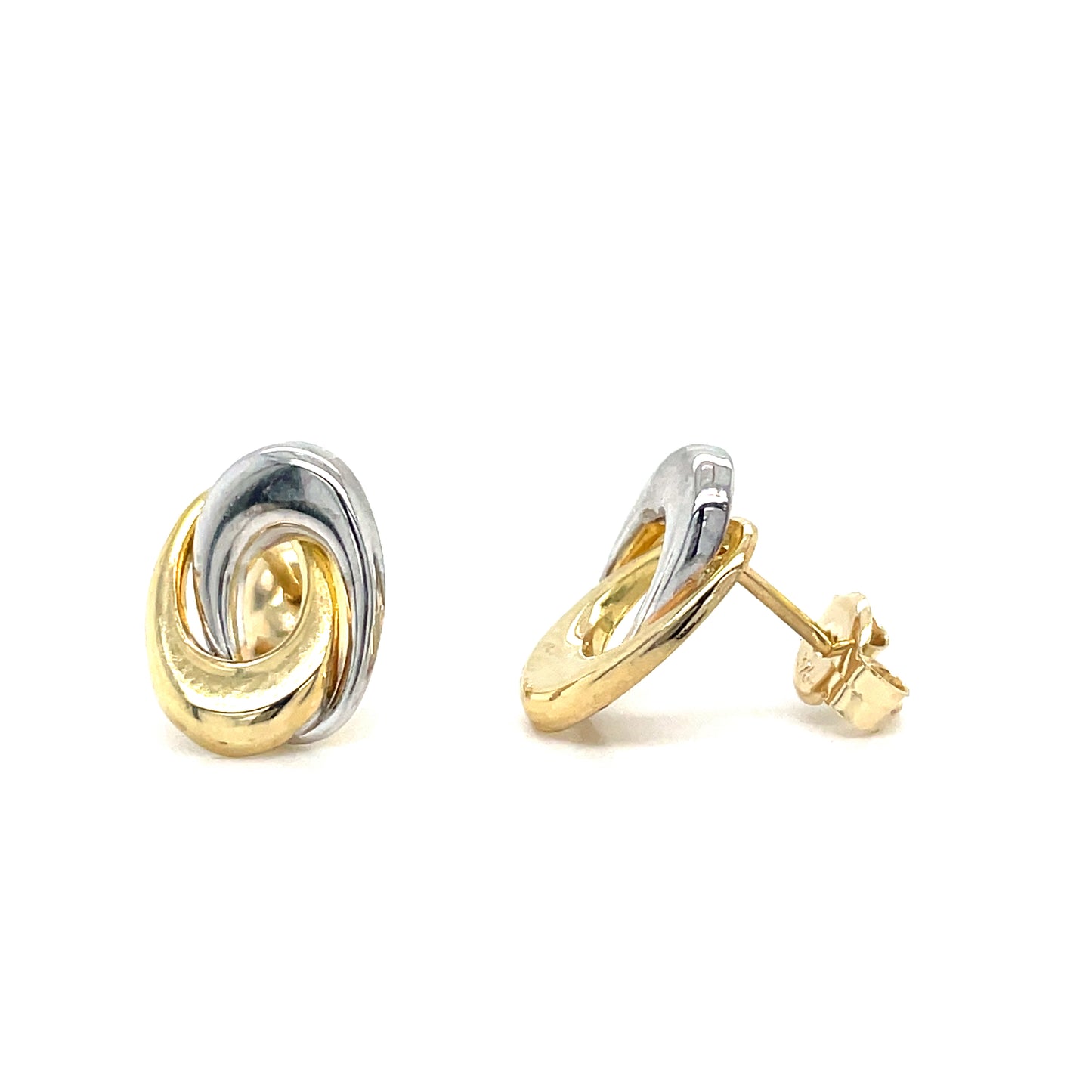 9CT Two Tone Open Oval Stud Earring