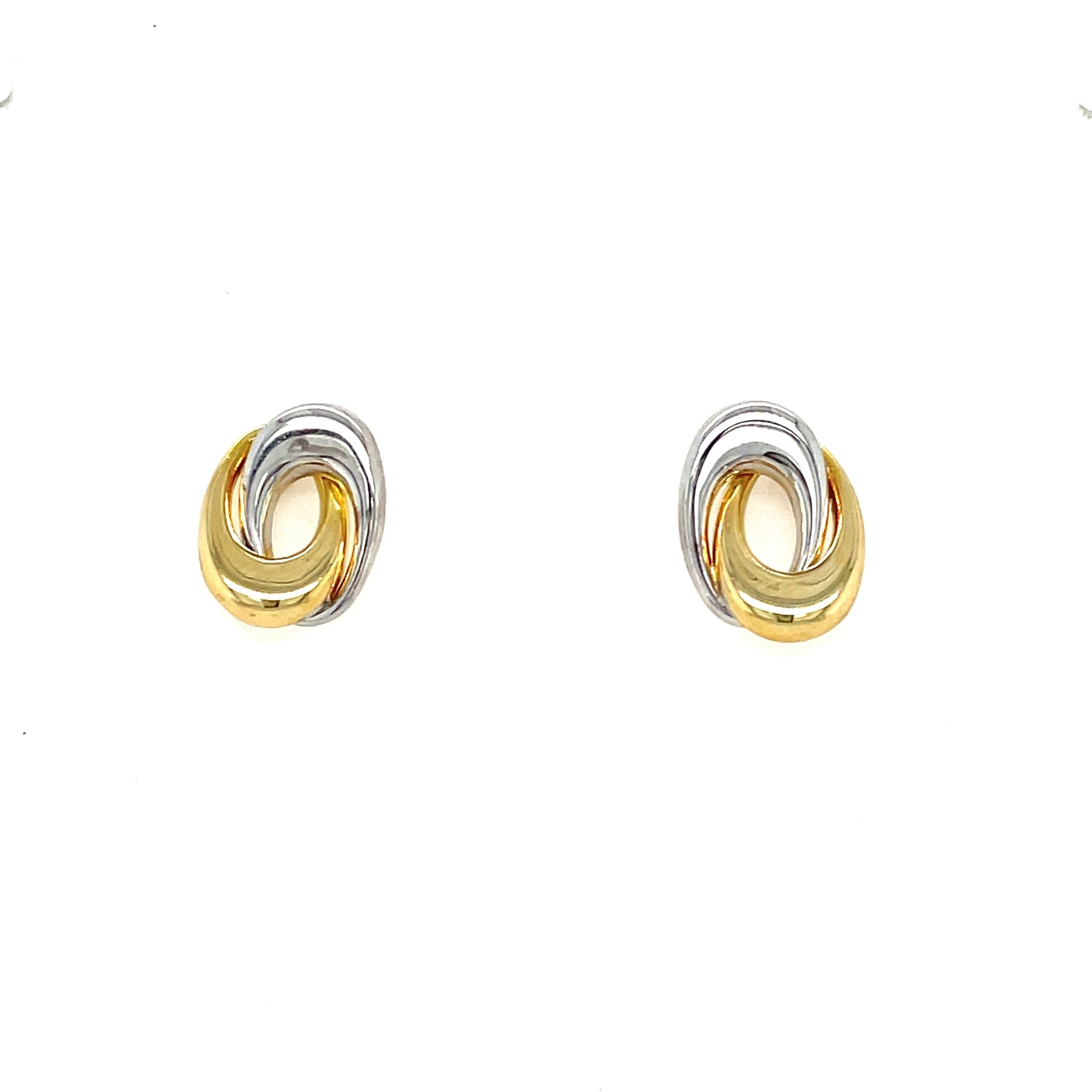 9CT Two Tone Open Oval Stud Earring