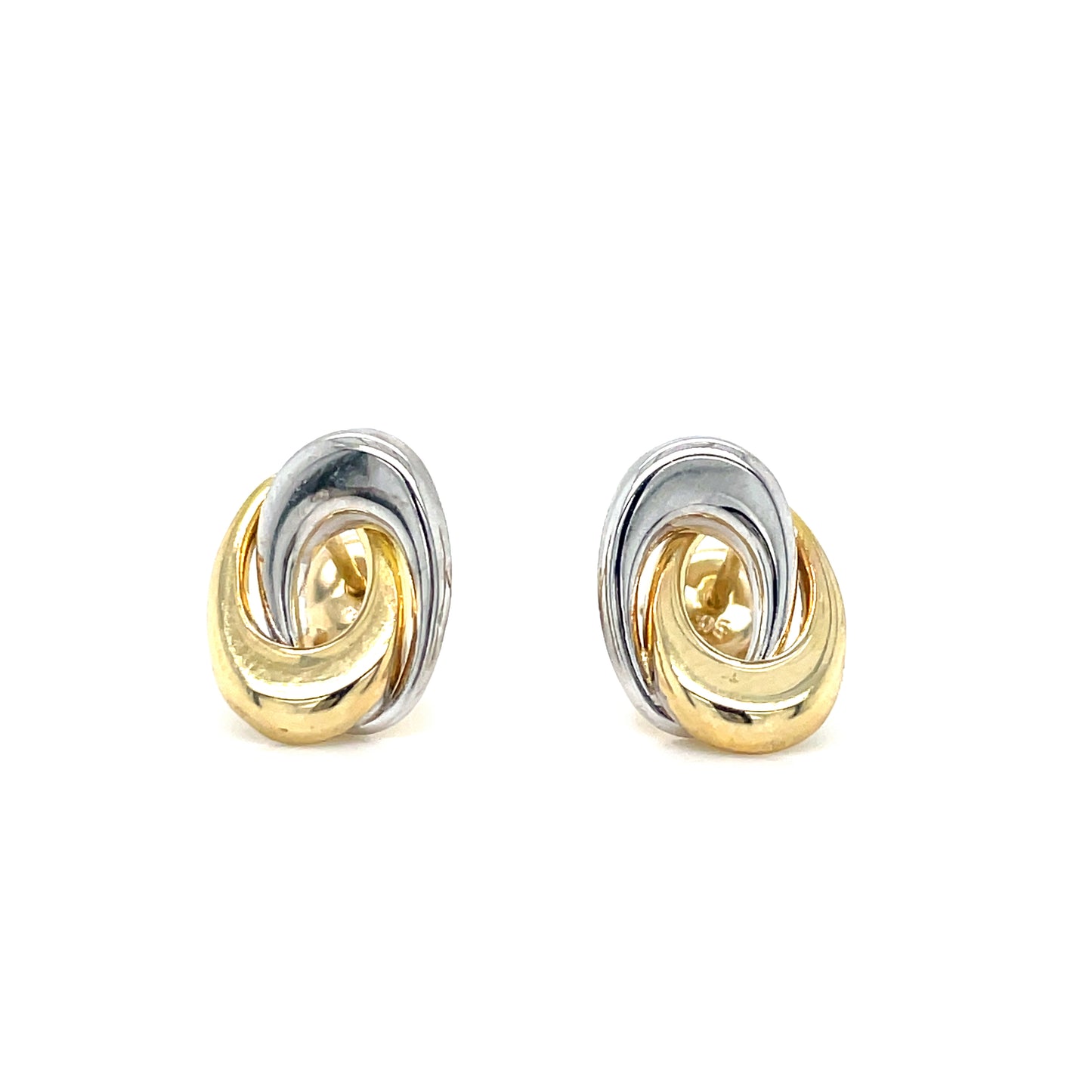 9CT Two Tone Open Oval Stud Earring