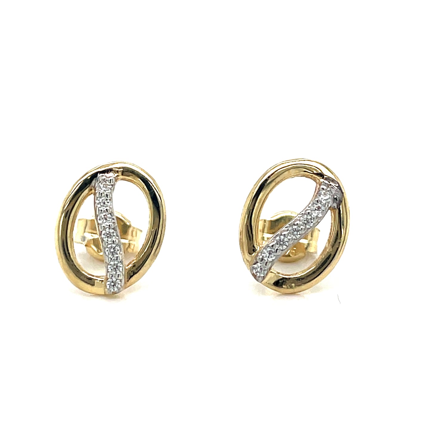 9CT Cubic Zirconia Open Oval Stud Earring