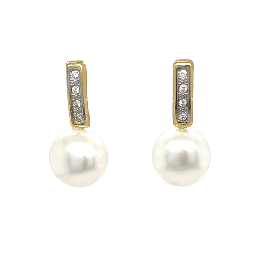 9CT Cubic Zirconia and Pearl Drop Earring