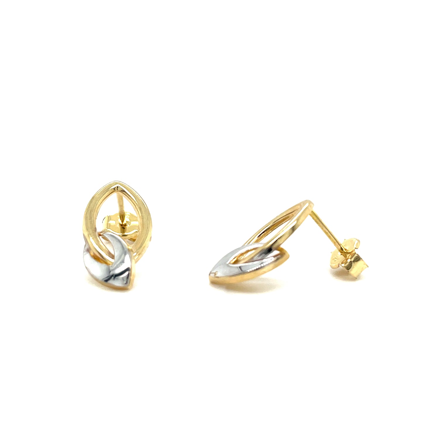 9CT Two Tone Open Oval Link Stud Earring