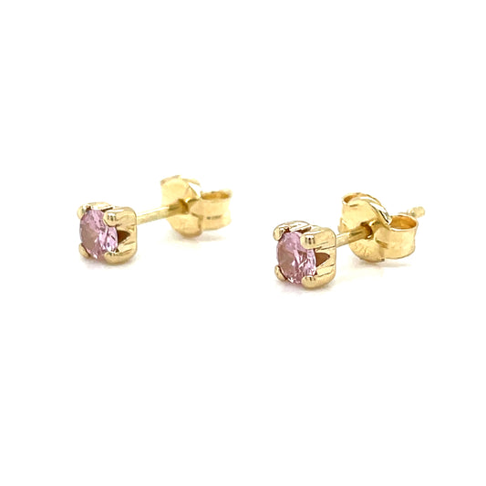 9CT 3MM Pink Stone Stud Earring