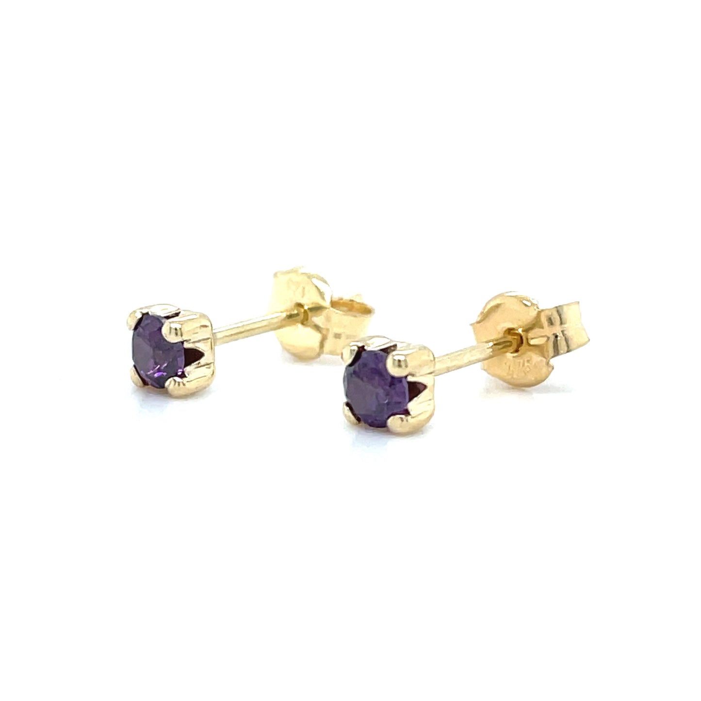 9CT 3MM Amethyst Stud Earring