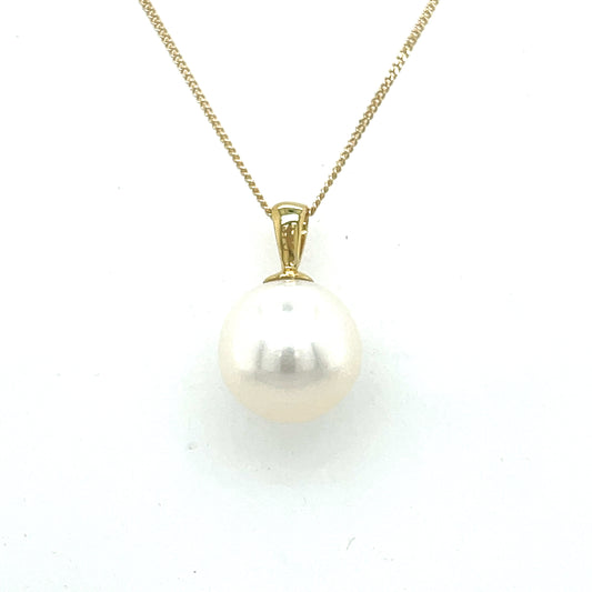 9ct yellow gold 9mm pearl pendant