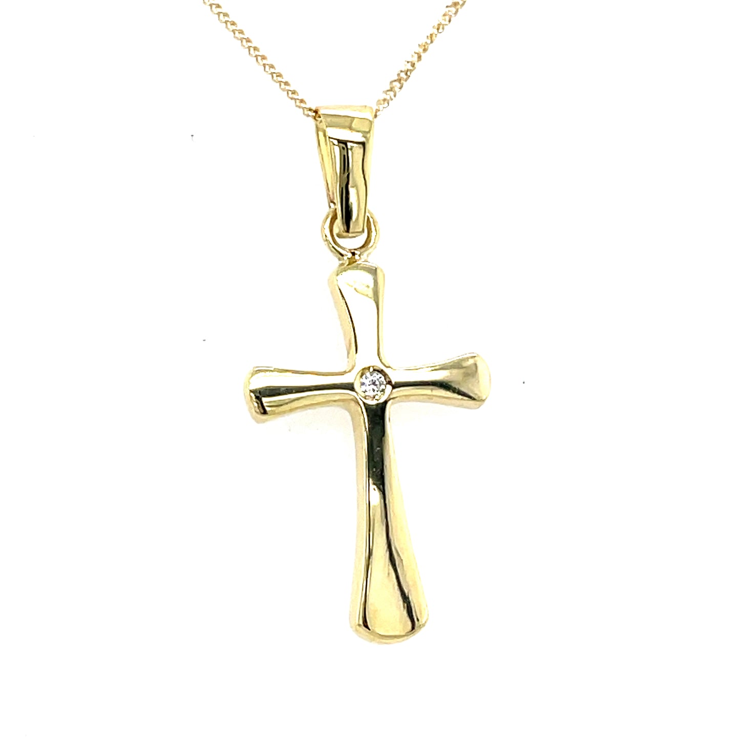 9ct fancy cross with cubic zirconia in centre 13x9mm 0.4g