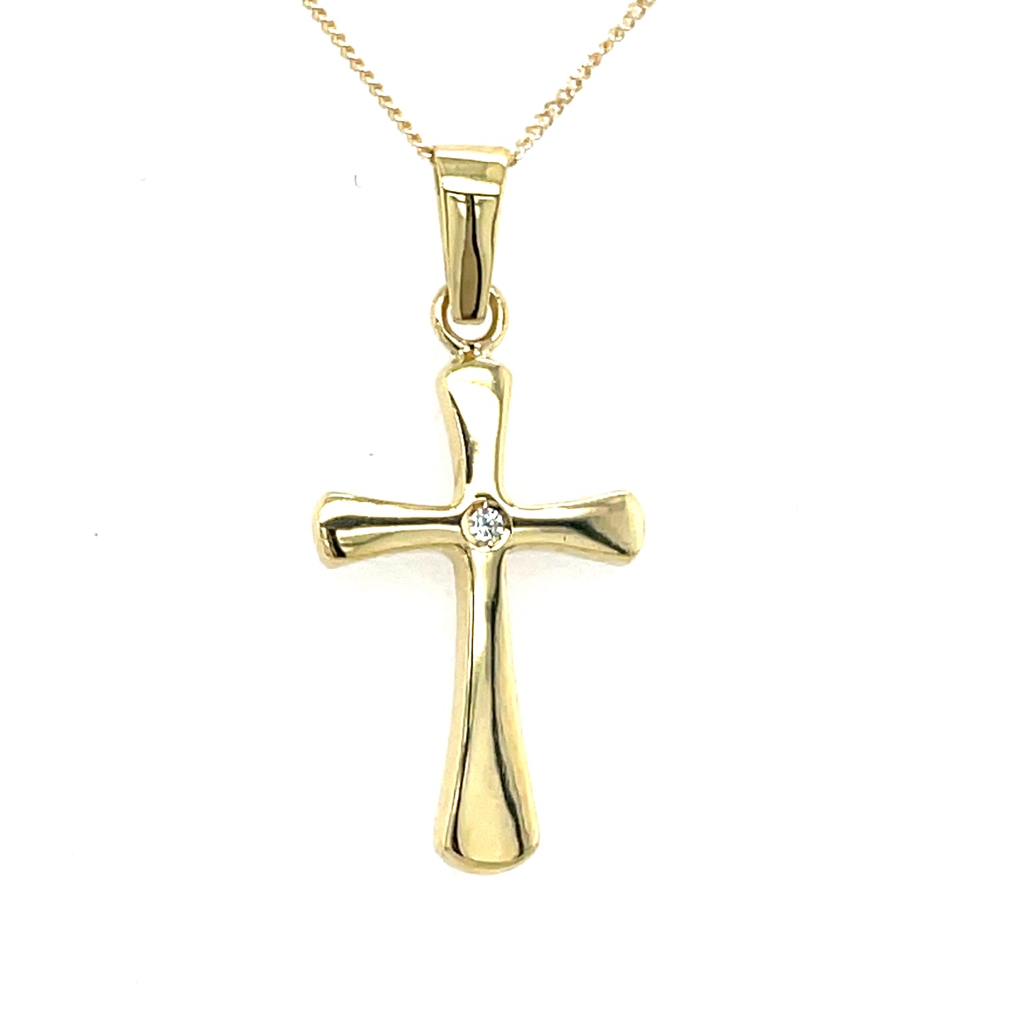 9ct fancy cross with cubic zirconia in centre 13x9mm 0.4g