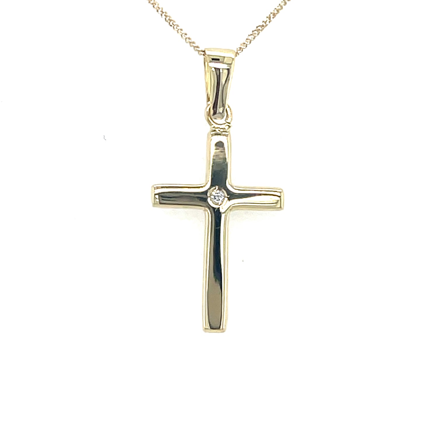 9ct cross with cubic zirconia in centre 13x9mm 0.4g