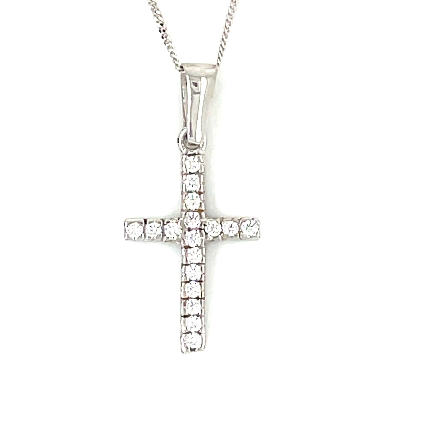 9ct white gold cubic zirconia cross