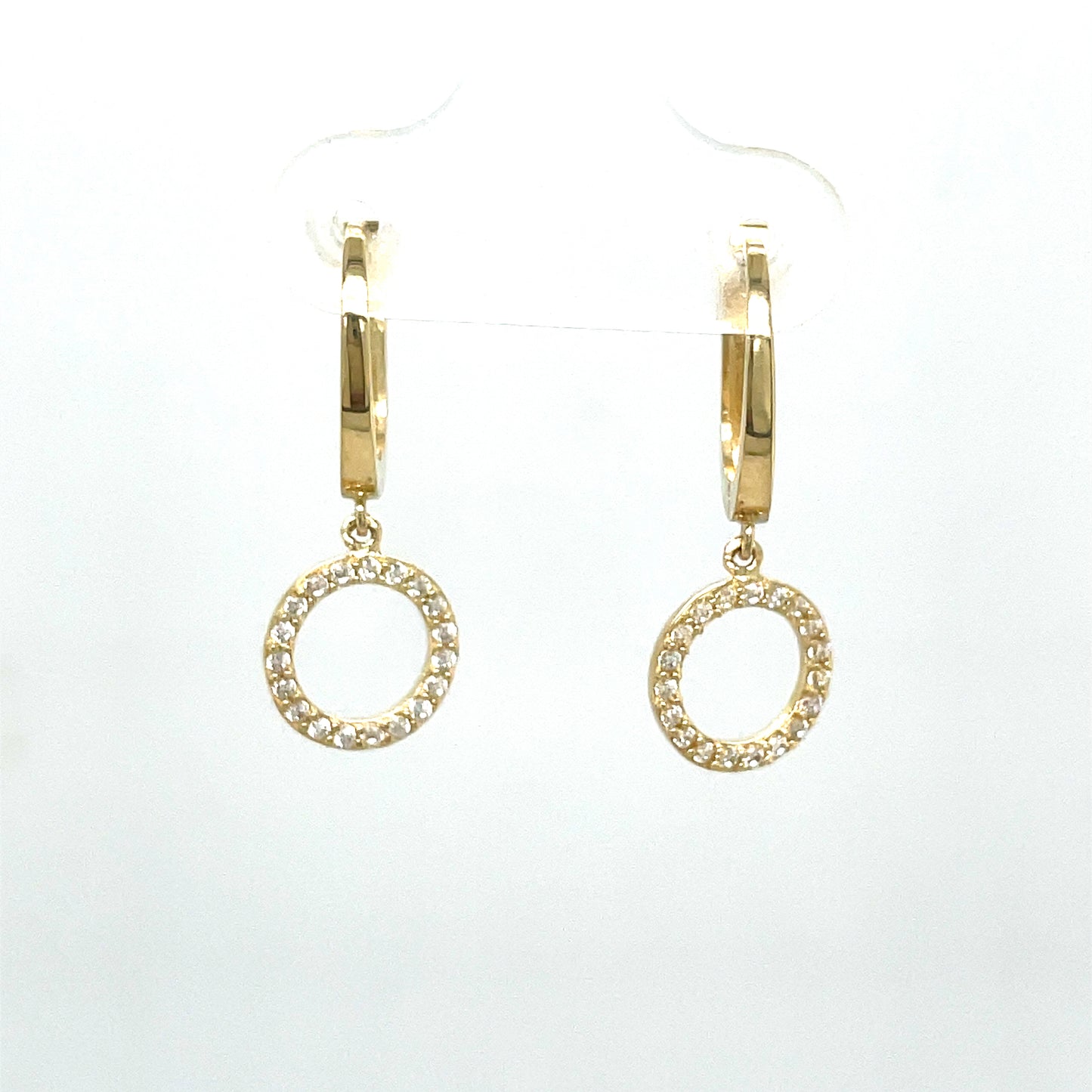 9ct Drop Cubic Zirconia Open Circle Earrings