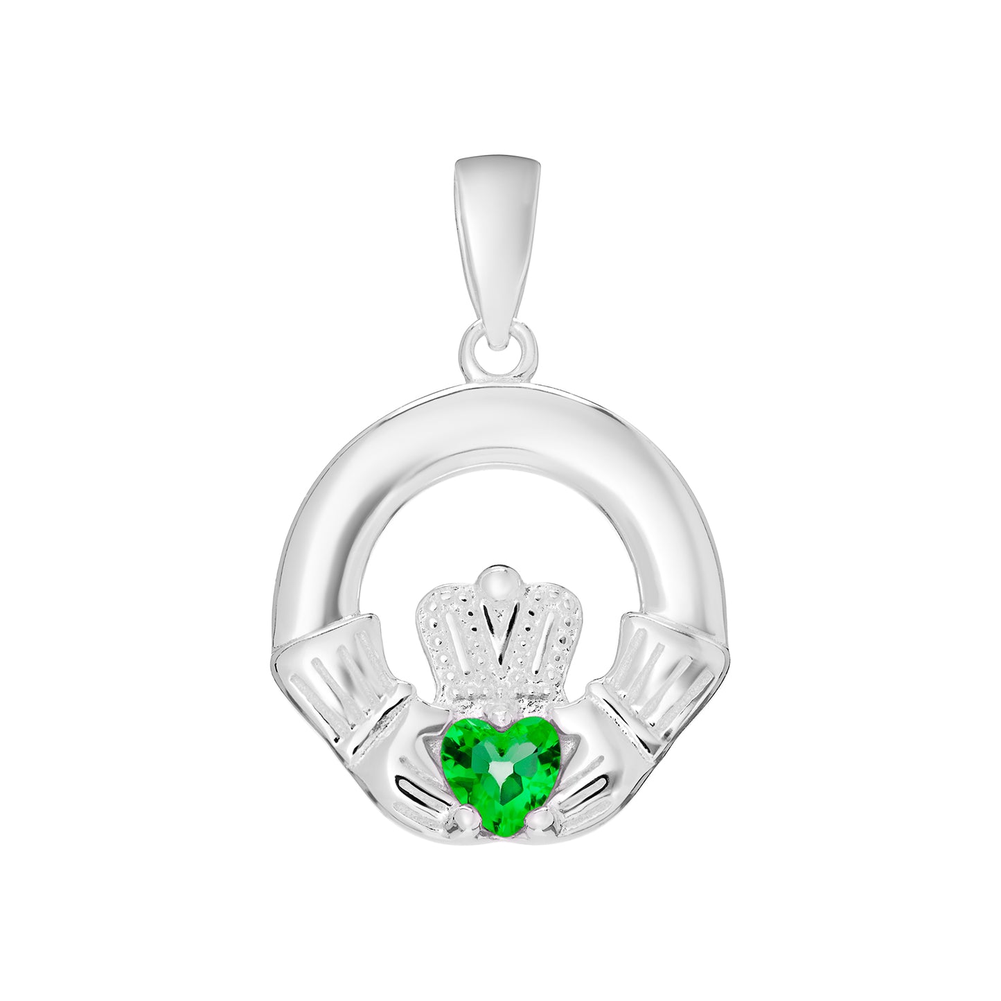 Sterling Silver May Birthstone Claddagh Stud Pendant