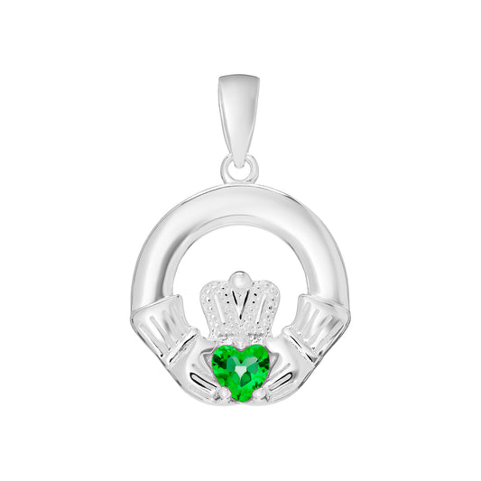 Sterling Silver May Birthstone Claddagh Stud Pendant
