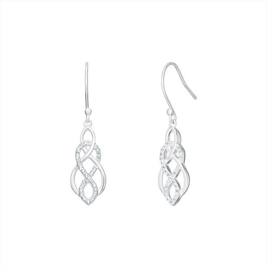 Sterling Silver CZ/Polished Celtic Drop Earrings