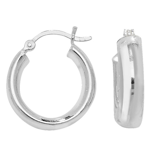 Sterling Silver 20mm Flattened Wide Hoop Earrings