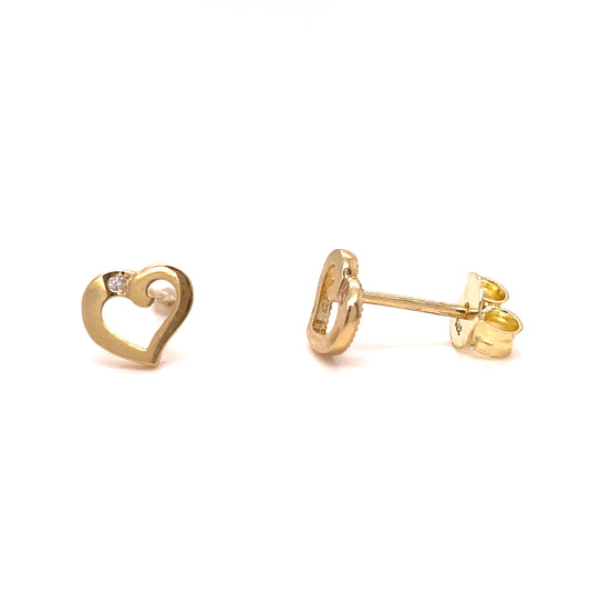 9ct Yellow Gold Open Heart Earring with CZ