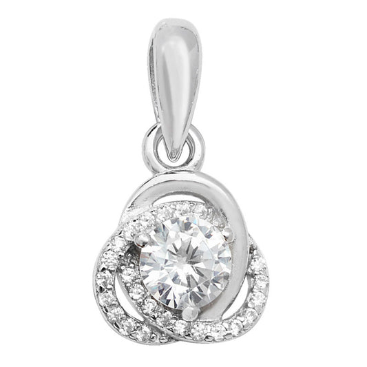 Sterling Silver CZ and Polished Knot Pendant