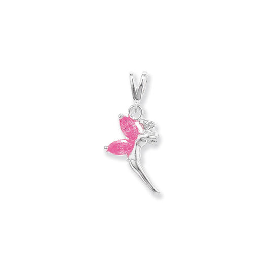 Sterling Silver Fairy with Pink CZ Wings
