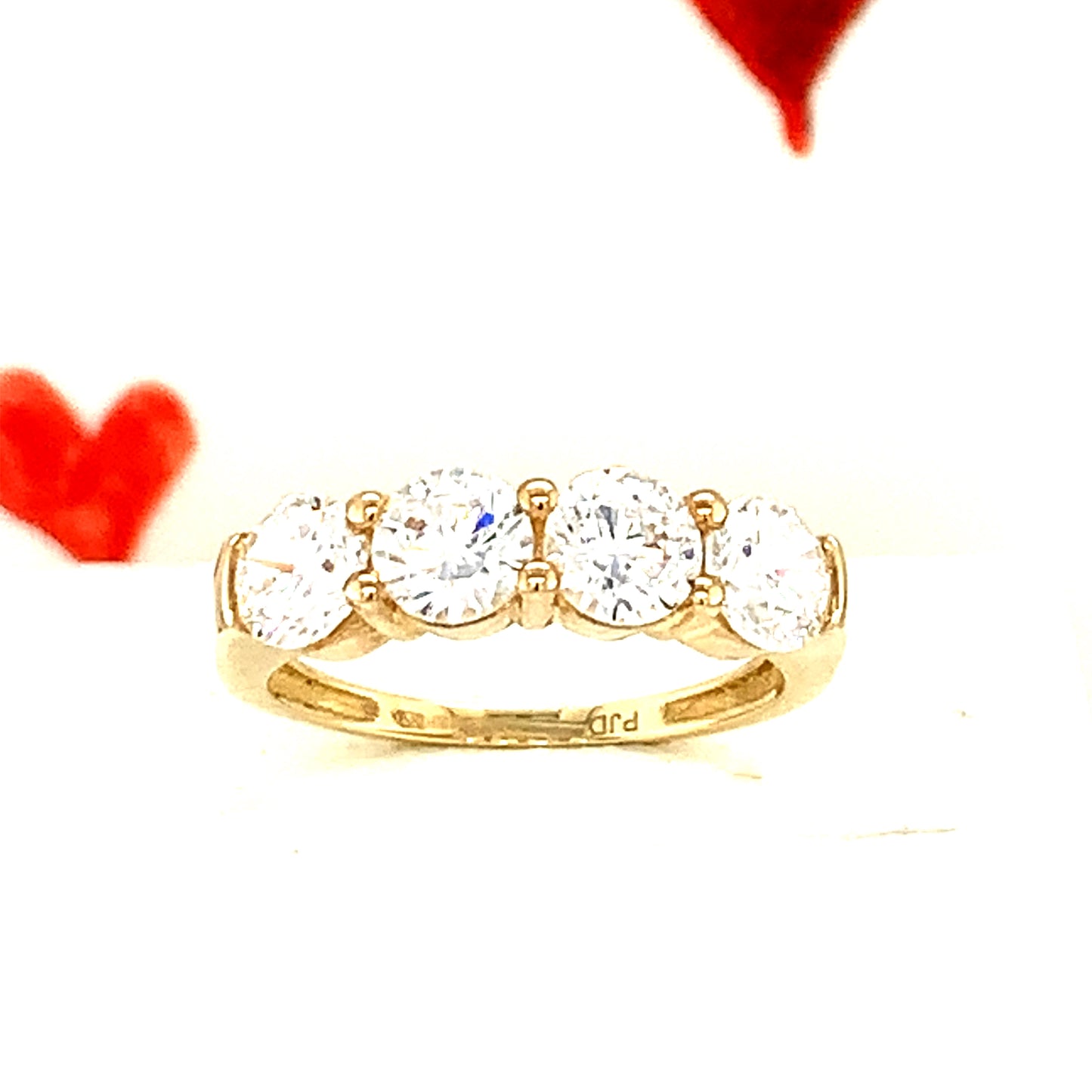 9ct Gold Four Cubic Zirconia Ring
