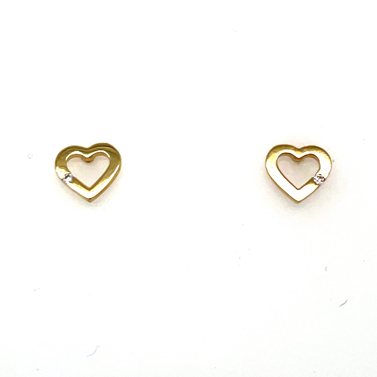 9CT Open Heart Diamond Set Stud Earring .04CT