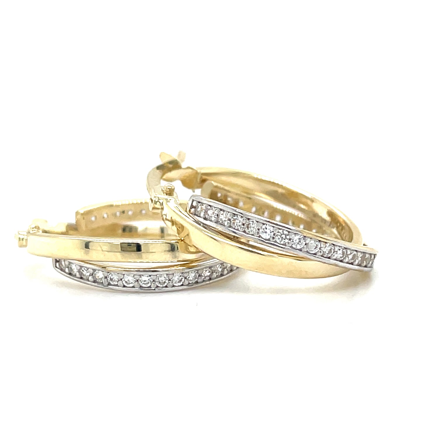 9CT Cubic Zirconia 15MM Crossover Hoop Earring