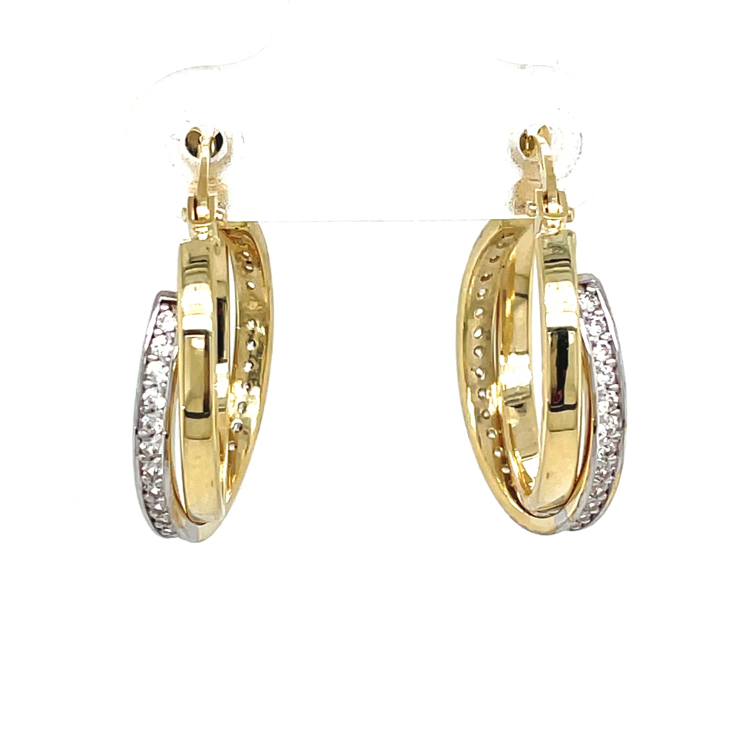 9CT Cubic Zirconia 15MM Crossover Hoop Earring
