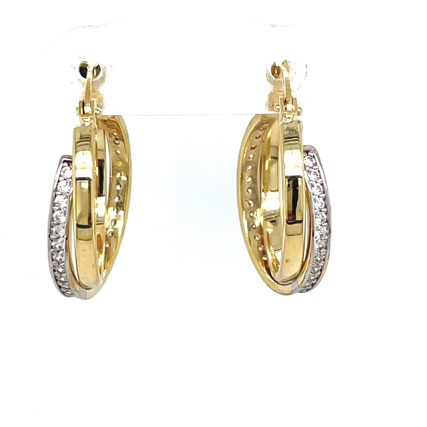 9CT Cubic Zirconia 15MM Crossover Hoop Earring