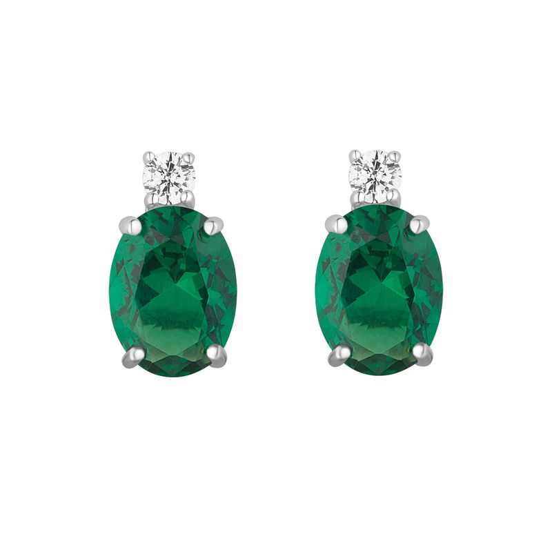 Sterling Silver Oval CZ and Round CZ Drop Earrings