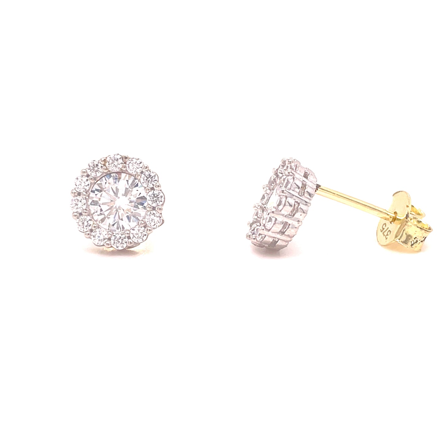 9ct Yellow Gold Round CZ Halo Earring