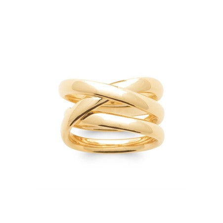 Burren Gold Plated Triple Row Crossover Ring