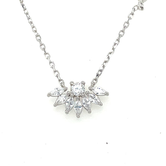 Sterling Silver Cubic Zirconia Marquis Cut Necklet