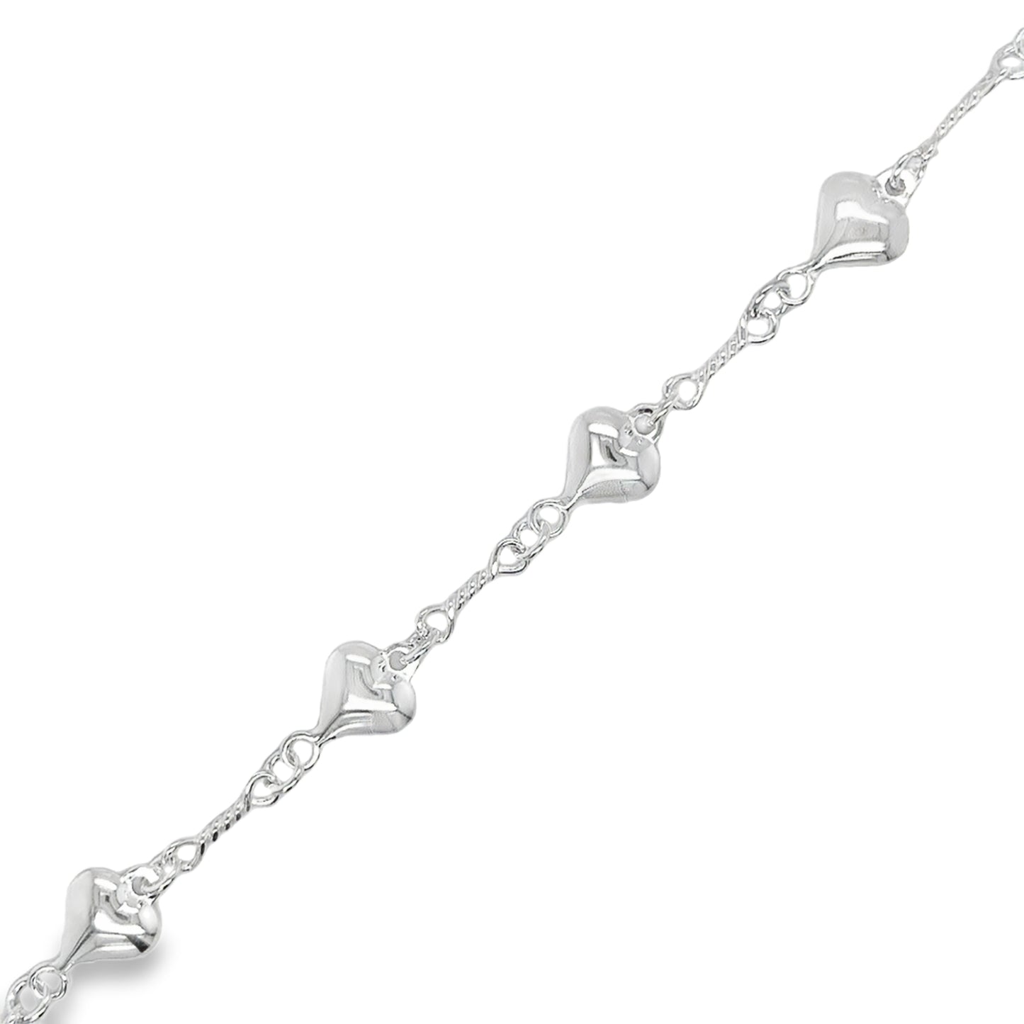 Sterling Silver Heart Link Bracelet 7.5'