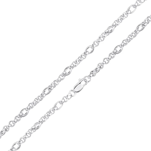 Sterling Silver Oval Double Link and Round Belcher Bracelet