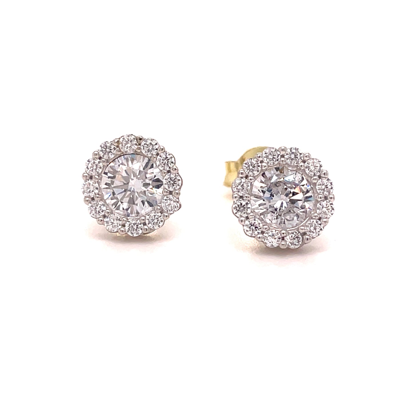 9ct Yellow Gold Round CZ Halo Earring