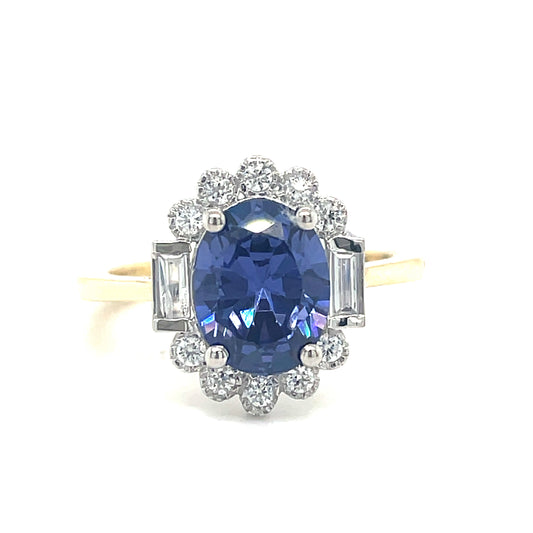 9ct oval cluster tanzanite + cubic zirconia ring
