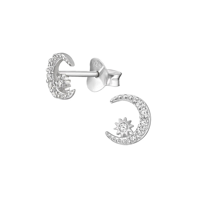 Sil E/rg Moon + Star Stud