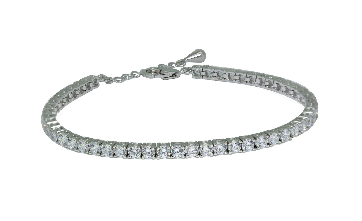 Silver 4mm cubic zirconia tennis bracelet