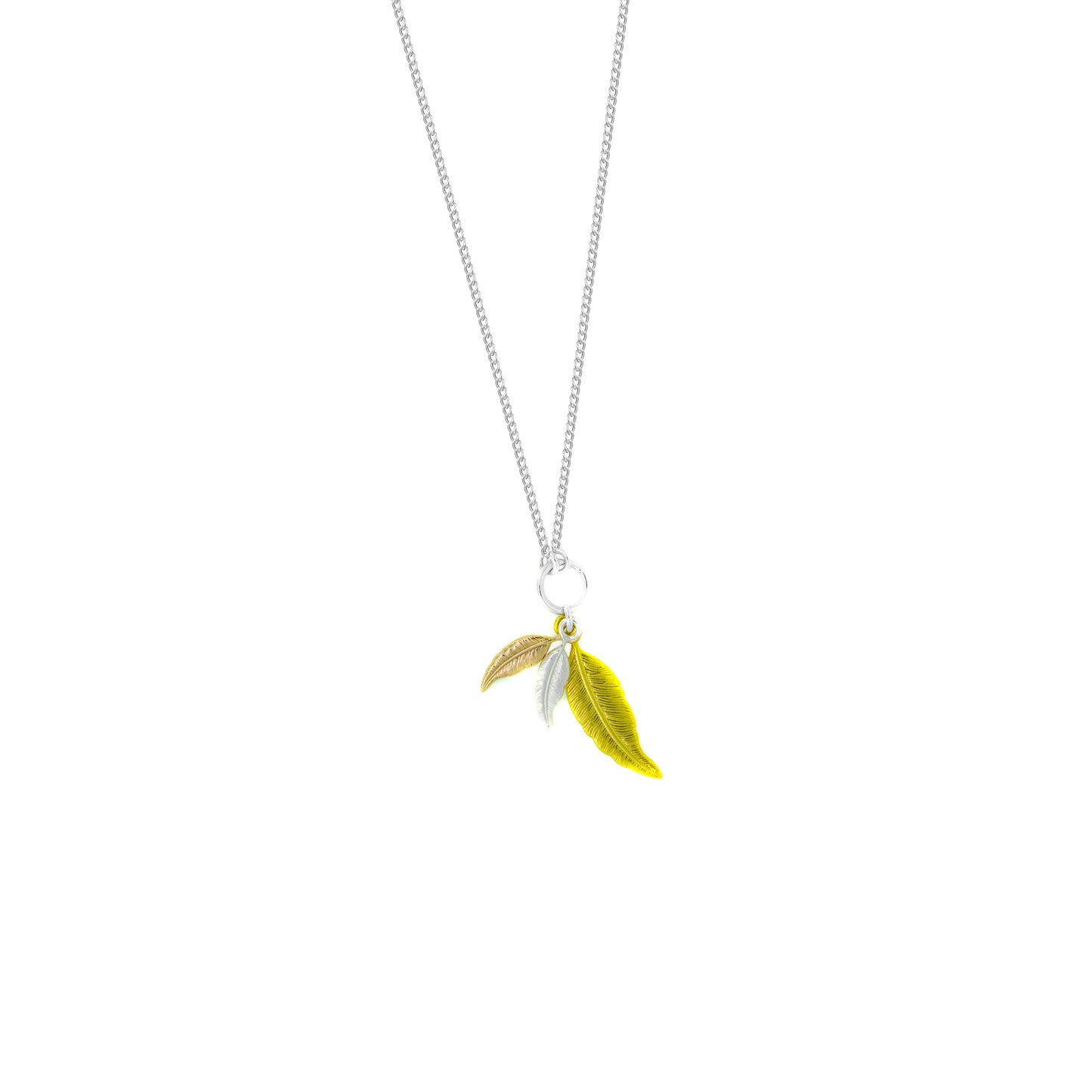 Sterling Silver Three Colour Leaf Necklet