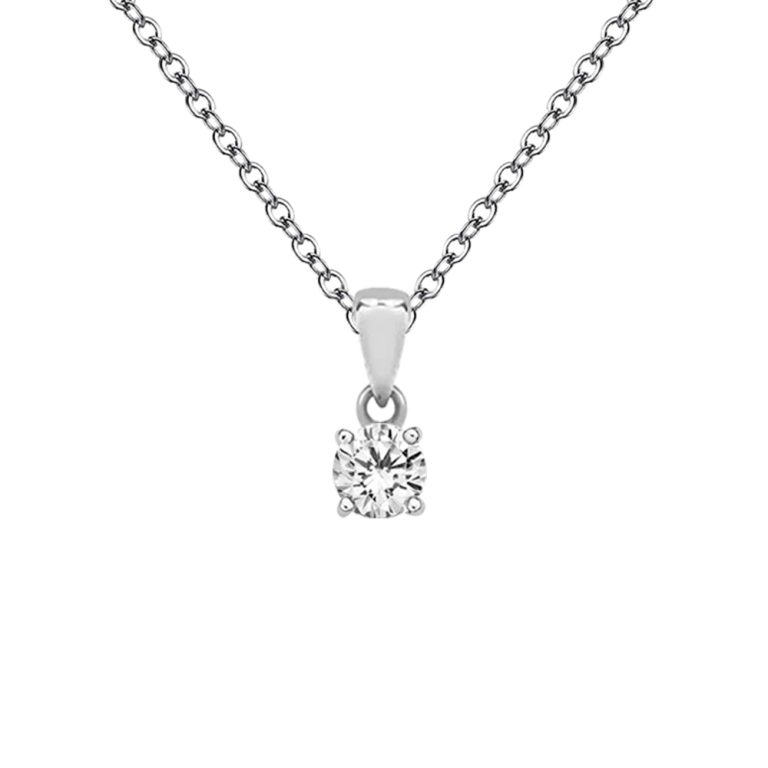 Sterling Silver 3mm Round CZ Pendant