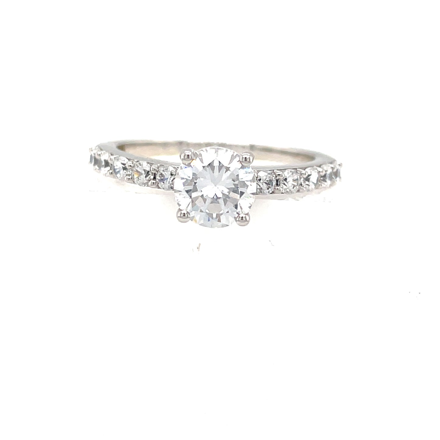 9ct White Gold Cubic Zirconia Solitaire And Shoulders Ring