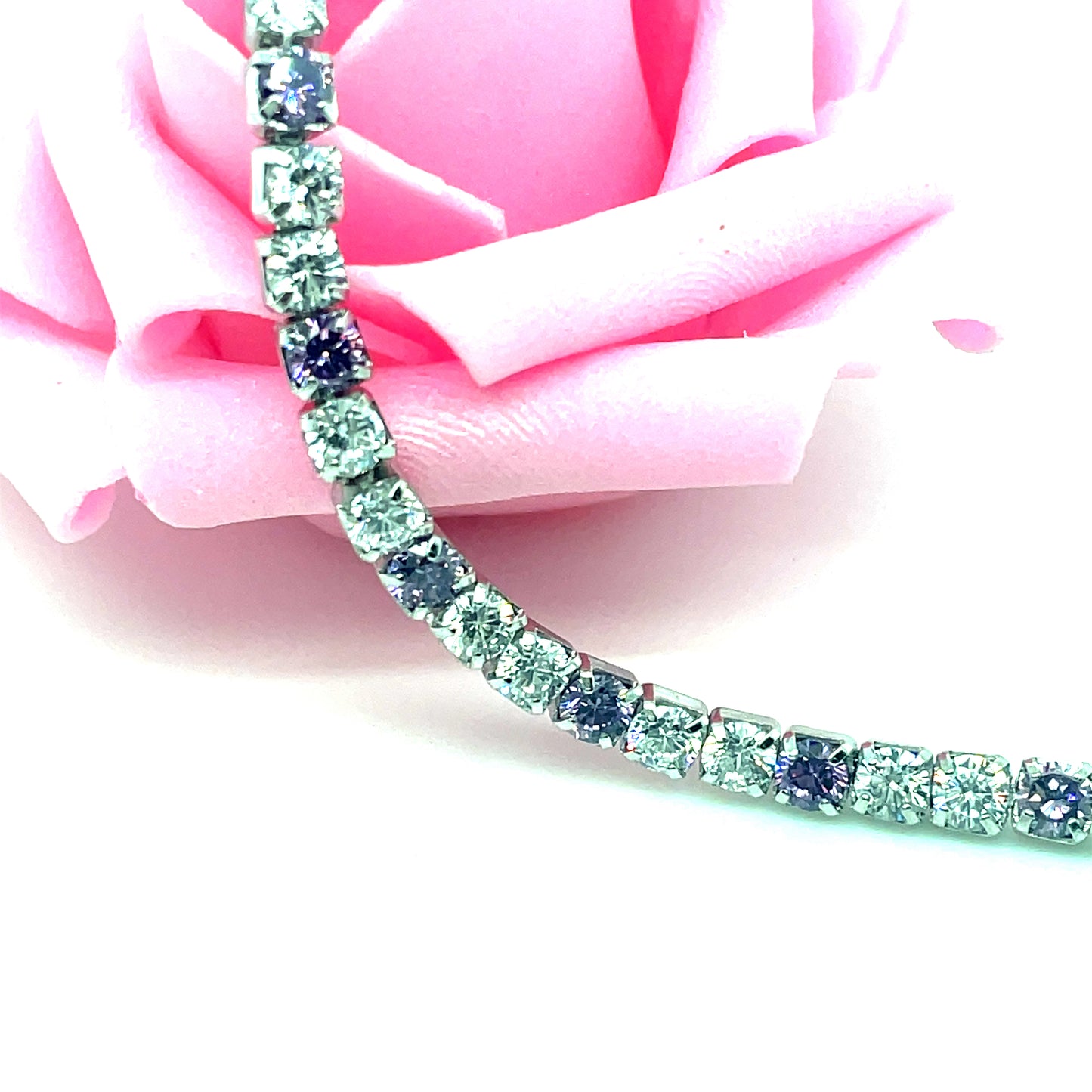 Sterling Silver White & Purple CZ Tennis Bracelet