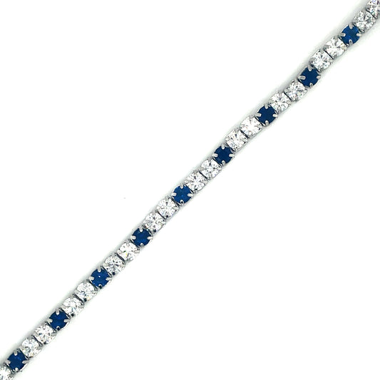 Sterling Silver White & Blue CZ Tennis Bracelet