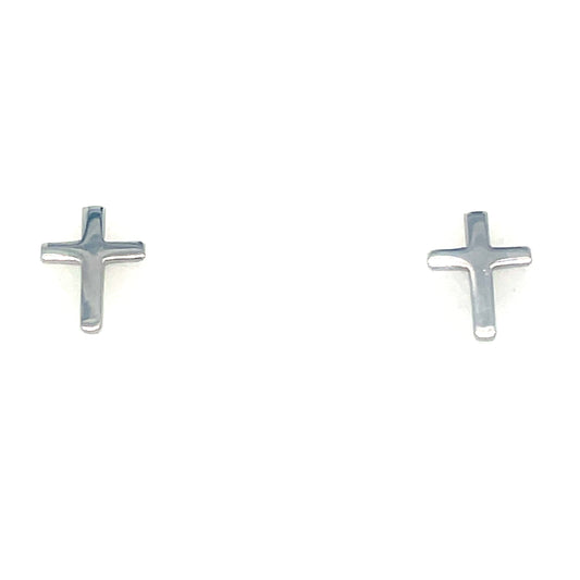 Sterling Silver Plain Cross Earring