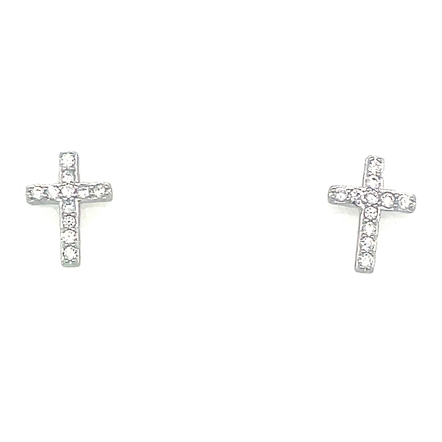 Sterling Silver Cubic Zirconia Cross Earrings